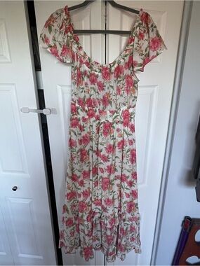 mine Floral Maxi Dress in Pink and Cream